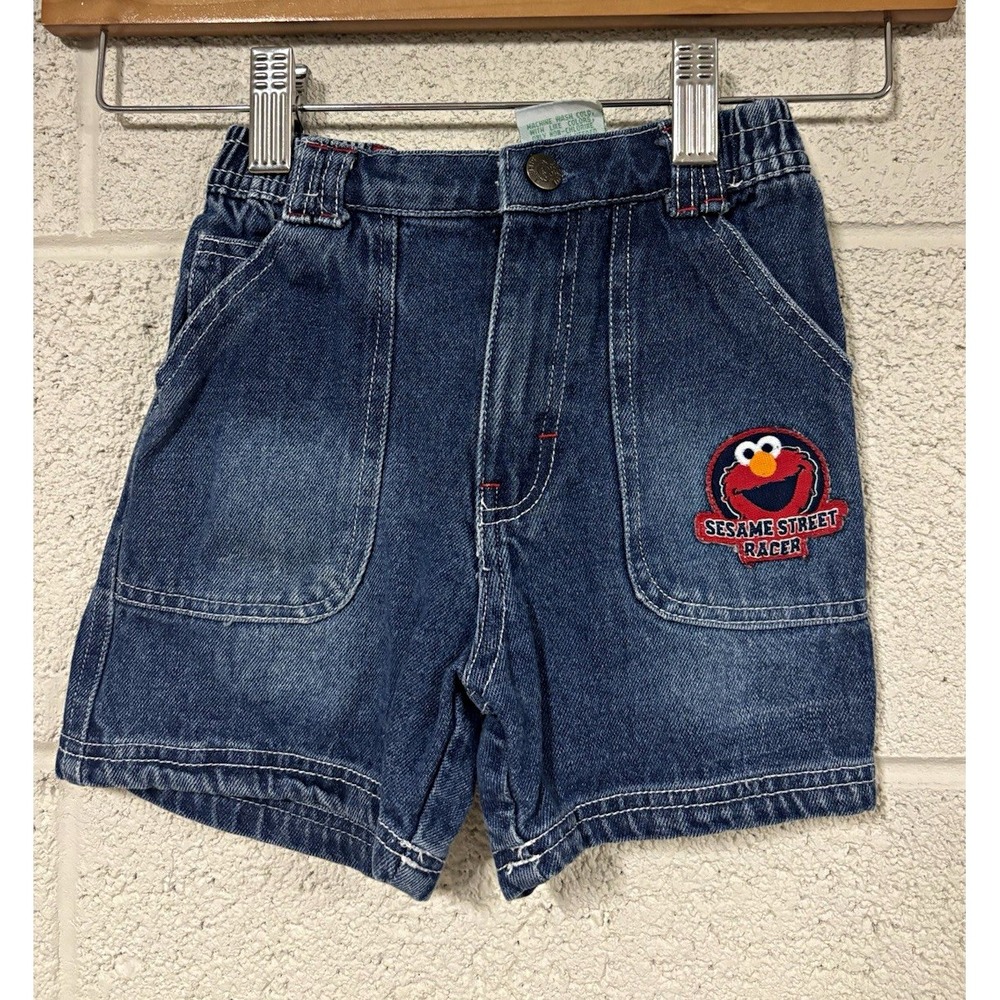 Vintage Sesame Street Elmo Kids denim Shorts Size 2T